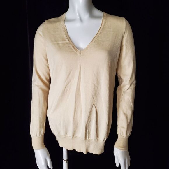 J. Crew Cream V-Neck Sweater (S) - Picture 2 of 5